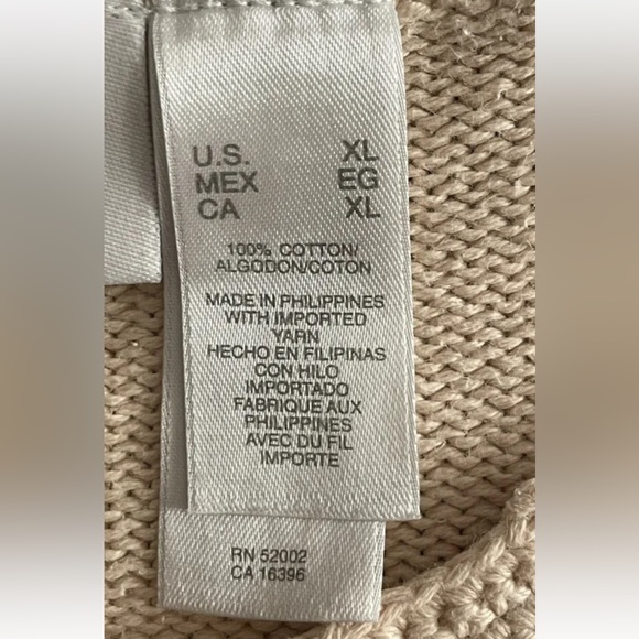 Vintage Liz Claiborne light beige cable knit sweater, scalloped edging size XL - Picture 6 of 7